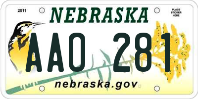 NE license plate AAO281