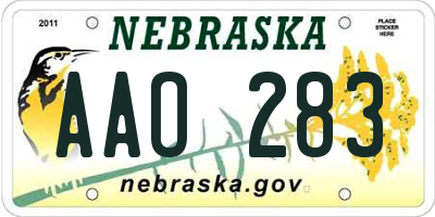 NE license plate AAO283