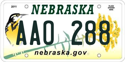 NE license plate AAO288