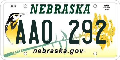 NE license plate AAO292