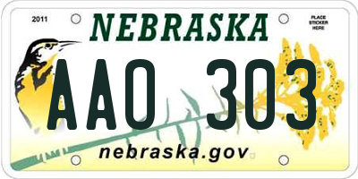 NE license plate AAO303