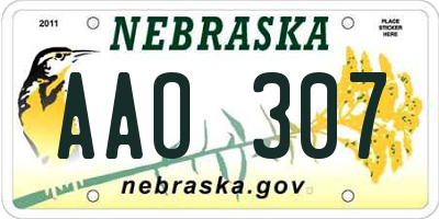 NE license plate AAO307