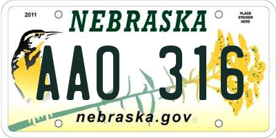 NE license plate AAO316