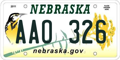 NE license plate AAO326