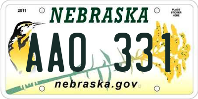 NE license plate AAO331