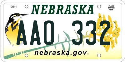 NE license plate AAO332