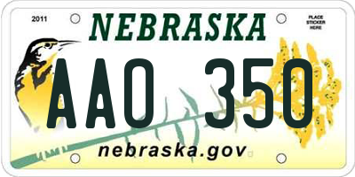 NE license plate AAO350