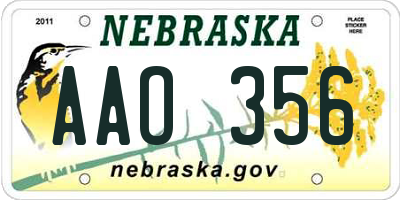 NE license plate AAO356