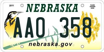 NE license plate AAO358