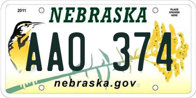 NE license plate AAO374