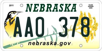 NE license plate AAO378