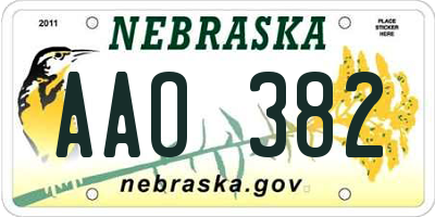 NE license plate AAO382