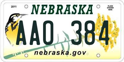 NE license plate AAO384