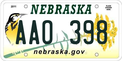 NE license plate AAO398