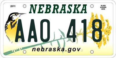 NE license plate AAO418