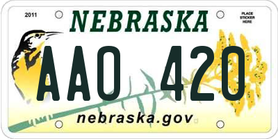 NE license plate AAO420