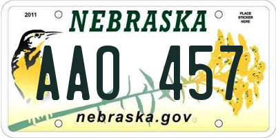 NE license plate AAO457