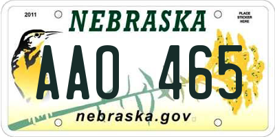 NE license plate AAO465