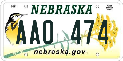 NE license plate AAO474