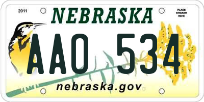 NE license plate AAO534