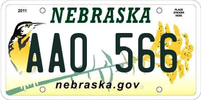 NE license plate AAO566