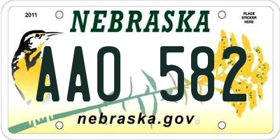 NE license plate AAO582