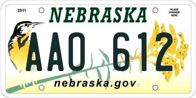 NE license plate AAO612