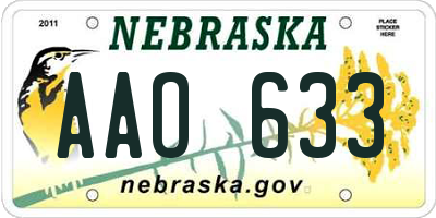 NE license plate AAO633