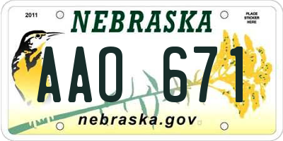 NE license plate AAO671