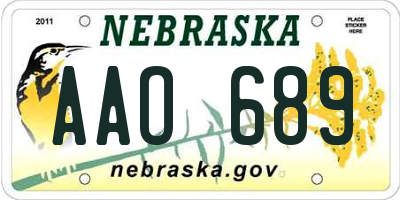 NE license plate AAO689