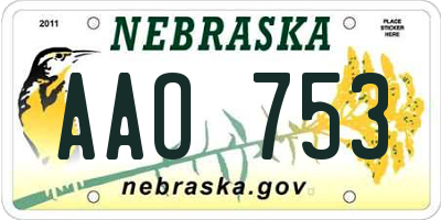 NE license plate AAO753