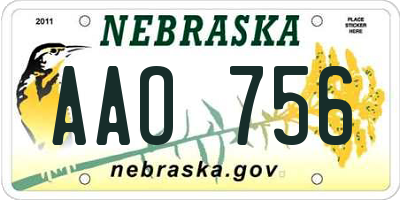 NE license plate AAO756