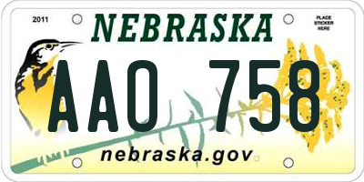 NE license plate AAO758