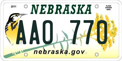 NE license plate AAO770