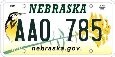 NE license plate AAO785