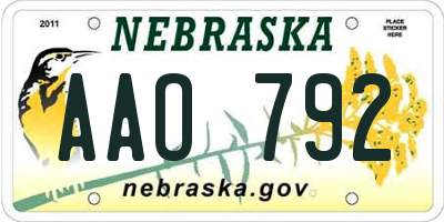 NE license plate AAO792