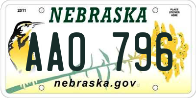 NE license plate AAO796