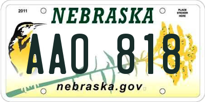 NE license plate AAO818