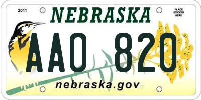 NE license plate AAO820