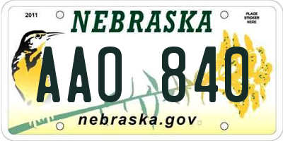 NE license plate AAO840