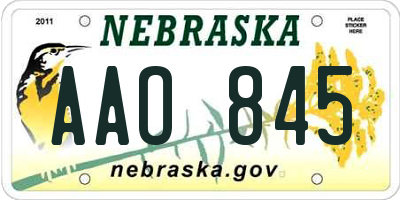 NE license plate AAO845