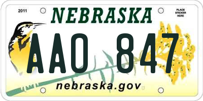 NE license plate AAO847