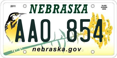 NE license plate AAO854