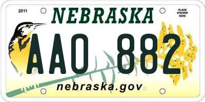 NE license plate AAO882