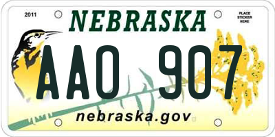 NE license plate AAO907