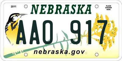 NE license plate AAO917