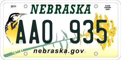 NE license plate AAO935