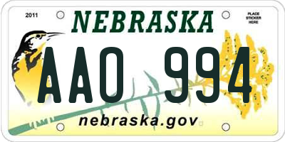 NE license plate AAO994