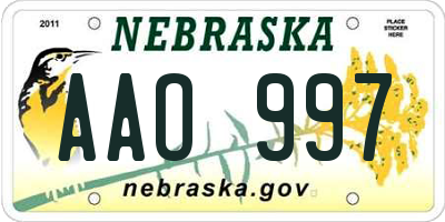 NE license plate AAO997