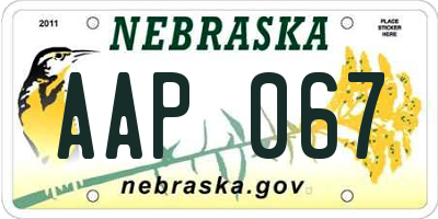 NE license plate AAP067